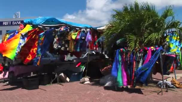 Kleding markt op Sint Maarten eiland — Stockvideo