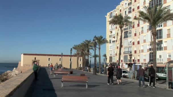 Taman dengan Benches di Cadiz — Stok Video
