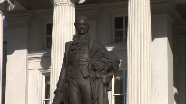哈密尔顿雕像在华盛顿特区. — 图库视频影像