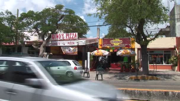 Pizza café in Cancun stad — Stockvideo
