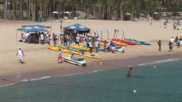 Kayakers nada na água do mar — Vídeo de Stock