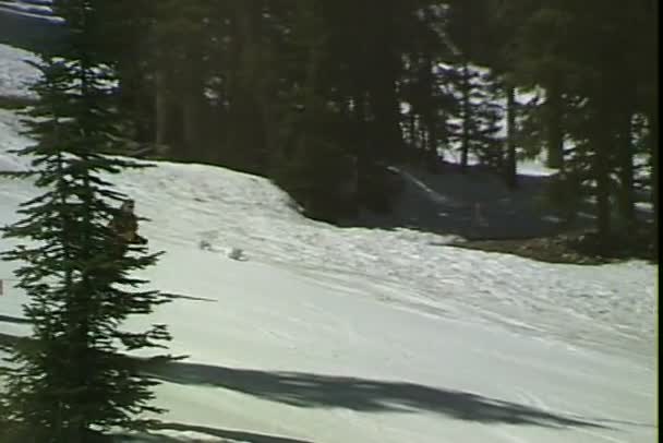 Snowboarder che scende dalla montagna — Video Stock