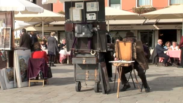 在威尼斯的街头艺术家 — 图库视频影像