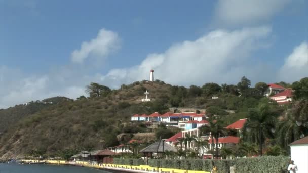 Gustavia Leuchtturm auf der Karibik — Stockvideo