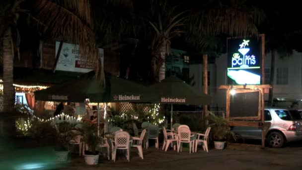 Palmen Cafe's nachts — Stockvideo