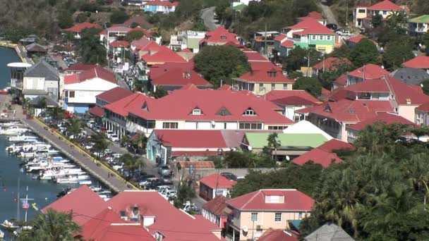 Gustavia city with habor view — Stock Video