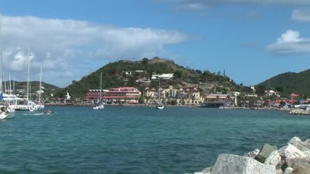 Marigot Harbor view — Stock video