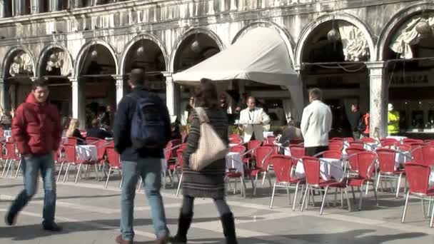 Venedik'te San Marco Bazilikası'nın Cafe — Stok video