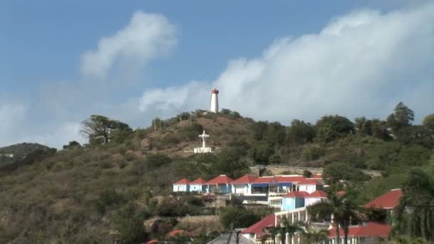 Gustavia Lighthouse on Caribbean — ストック動画