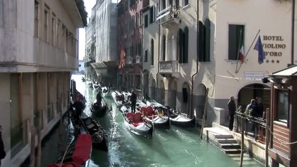 Passeios de gôndolas venezianas na Itália — Vídeo de Stock