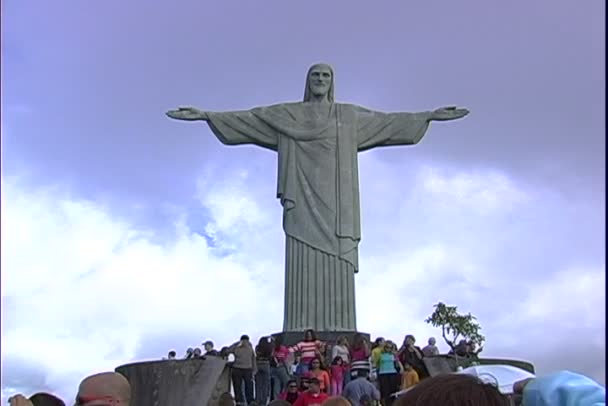 Статуя Христа Спасителя в Рио-де-Жанейро — стоковое видео