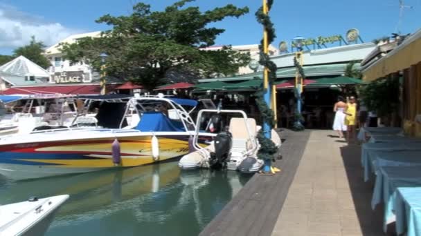 Port La Royale en la ciudad de Marigot — Vídeo de stock