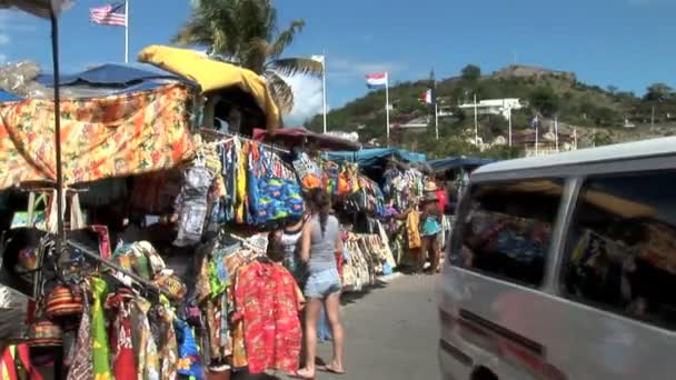 Mercado abierto de Marigot — Vídeos de Stock