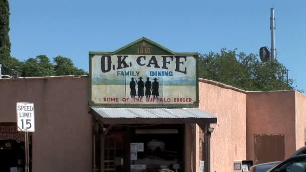 OK Cafe in Tombstone city — Stockvideo