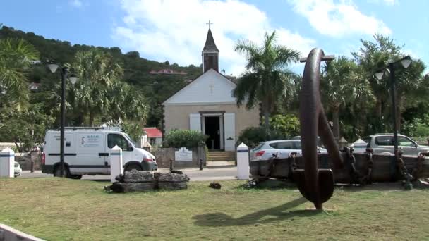 Gustavia alte Kirche — Stockvideo