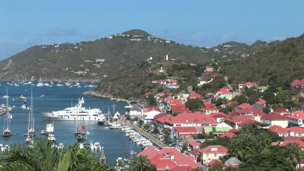 Gustavia city with habor view — ストック動画