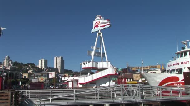 Red and White Ferries Dock — Stock Video
