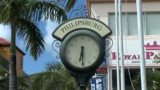 フィリップスバーグの町の時計 — ストック動画