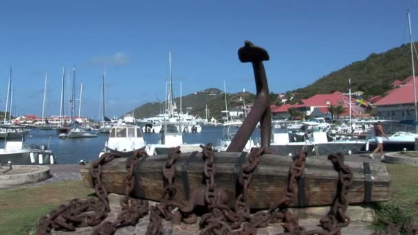 Gustavia Anchor in harbor — Stock video