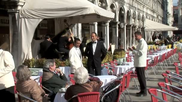 Cafe in San Marco basiliek in Venetië — Stockvideo
