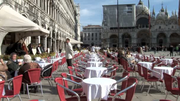 Venedik'te San Marco Bazilikası'nın Cafe — Stok video