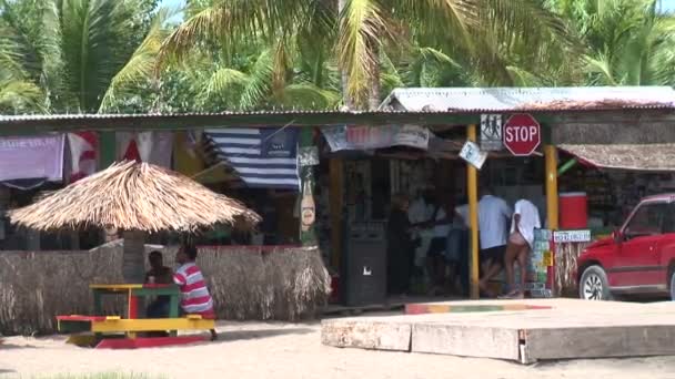 Beach Bar with visitors — ストック動画