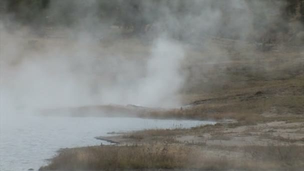 Στον ατμό λίμνη στο εθνικό πάρκο Yellowstone — Αρχείο Βίντεο