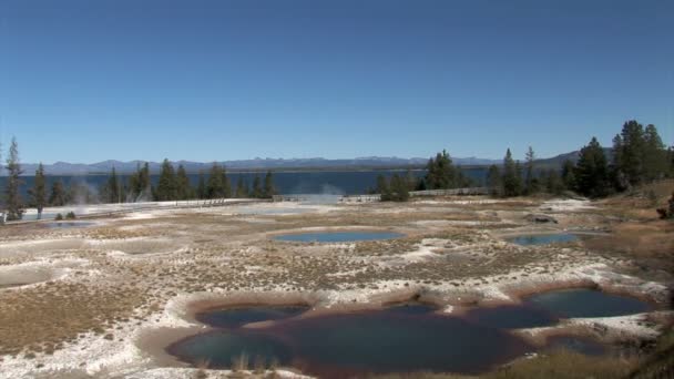 Piscine minerali nel Parco Nazionale di Yellowstone — Video Stock