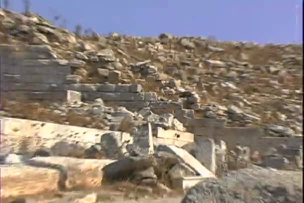 Ruinas del Teatro Delos en Grecia — Vídeos de Stock