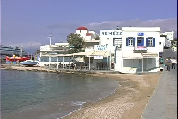 ギリシャのミコノス島港 — ストック動画