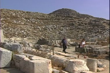 Delos tiyatro kalıntıları Yunanistan