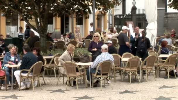 Café in der porta delgada city — Stockvideo