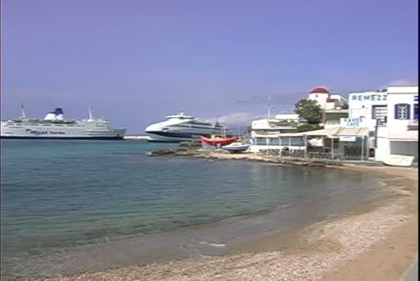 Mykonos cidade beira-mar — Vídeo de Stock