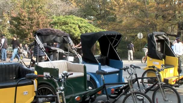 Bicicletas de transporte em Central Park em Nova York — Vídeo de Stock