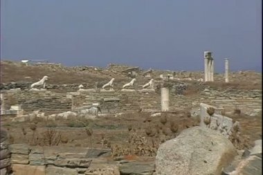 Aslan heykelleri Yunanistan ile Delos Harabeleri