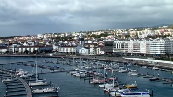 Marina in Porta Delgada city — ストック動画