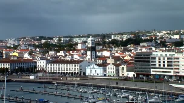 Marina in Porta Delgada city — Stock video