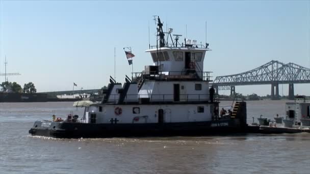 Barge zwemt in New Orleans — Stockvideo