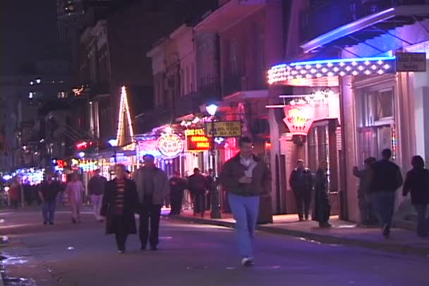 Bourbon street στη Νέα Ορλεάνη — Αρχείο Βίντεο