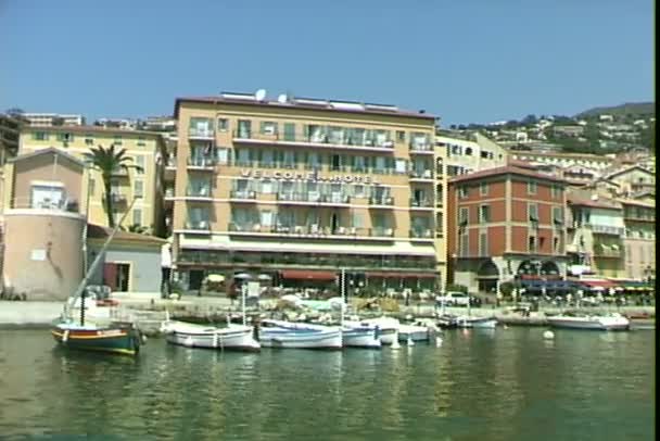 Dock in Villefranche-sur-Mer city — Stock Video