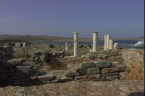 Ruinas de Delos en Grecia — Vídeo de stock