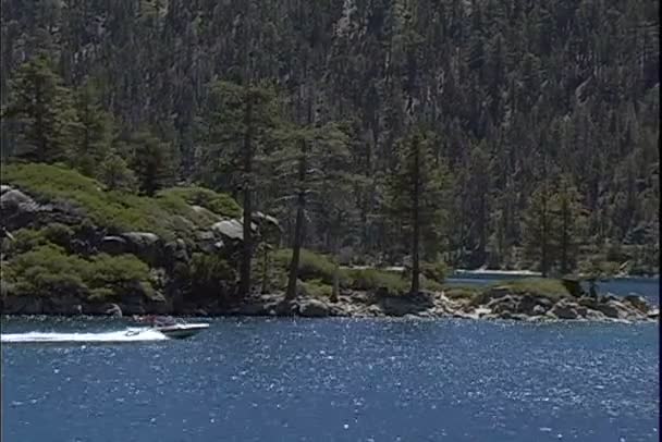 Boats swims in lake Tahoe — Stock Video