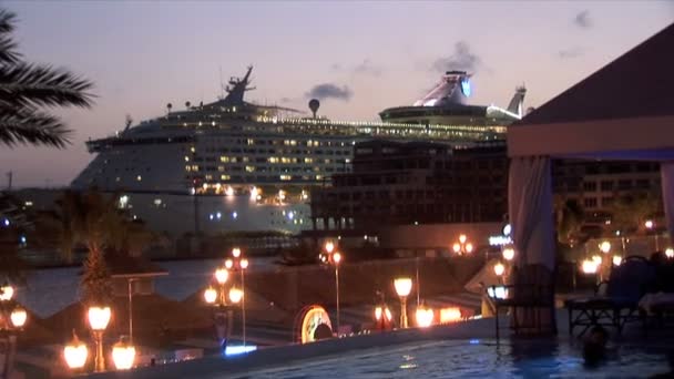 Cruise Ship in Marina — Stock Video