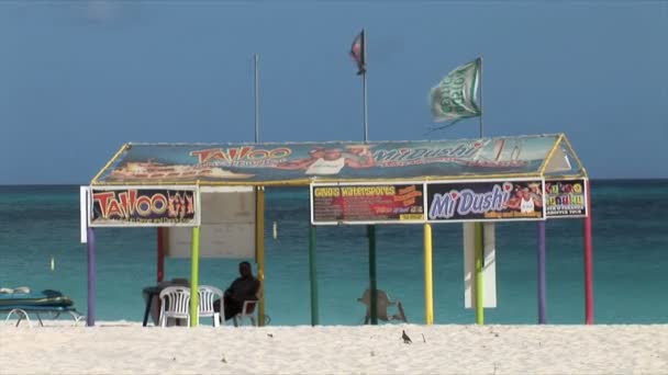 Strand met mensen op Aruba — Stockvideo