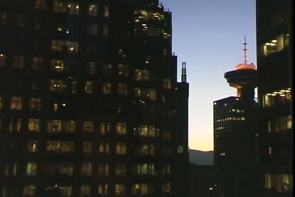 Vancouver Skyline på natten — Stockvideo