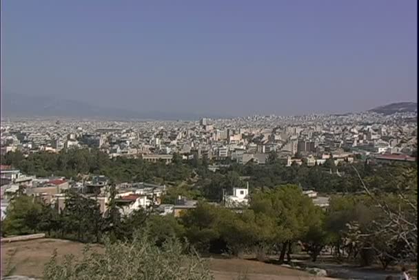 Uitzicht op Athene stad — Stockvideo