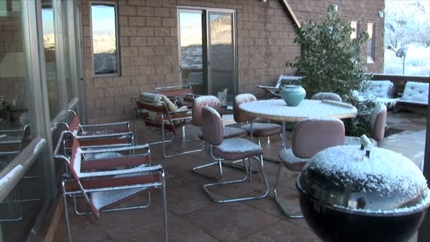 Snowy house in Tubac city — Stock Video