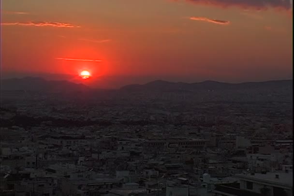 Προβολή της Αθήνας στο ηλιοβασίλεμα — Αρχείο Βίντεο