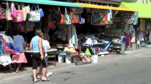 Stro markt op Aruba — Stockvideo