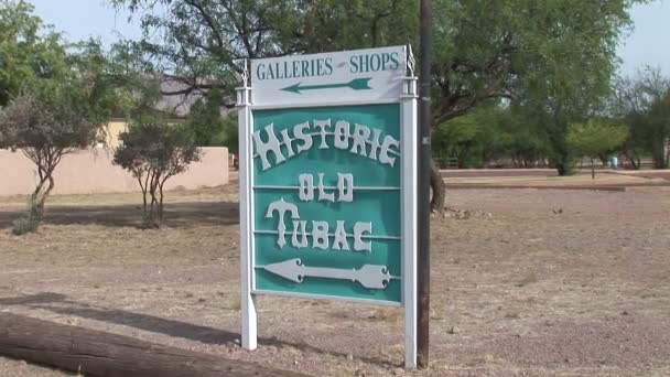 Historische Tubac teken in Arizona — Stockvideo